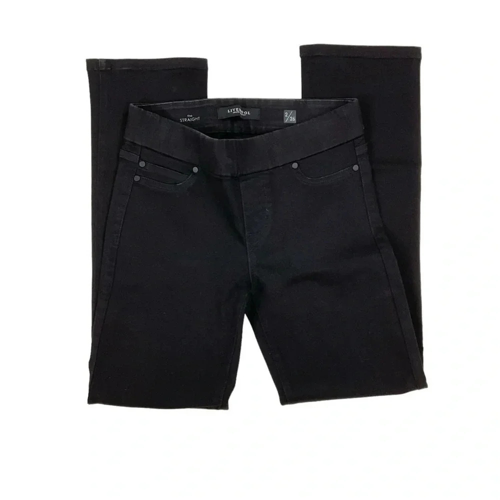 Liverpool Black Straight Leg Jeans Pull On Size 26 - Picture 7 of 7